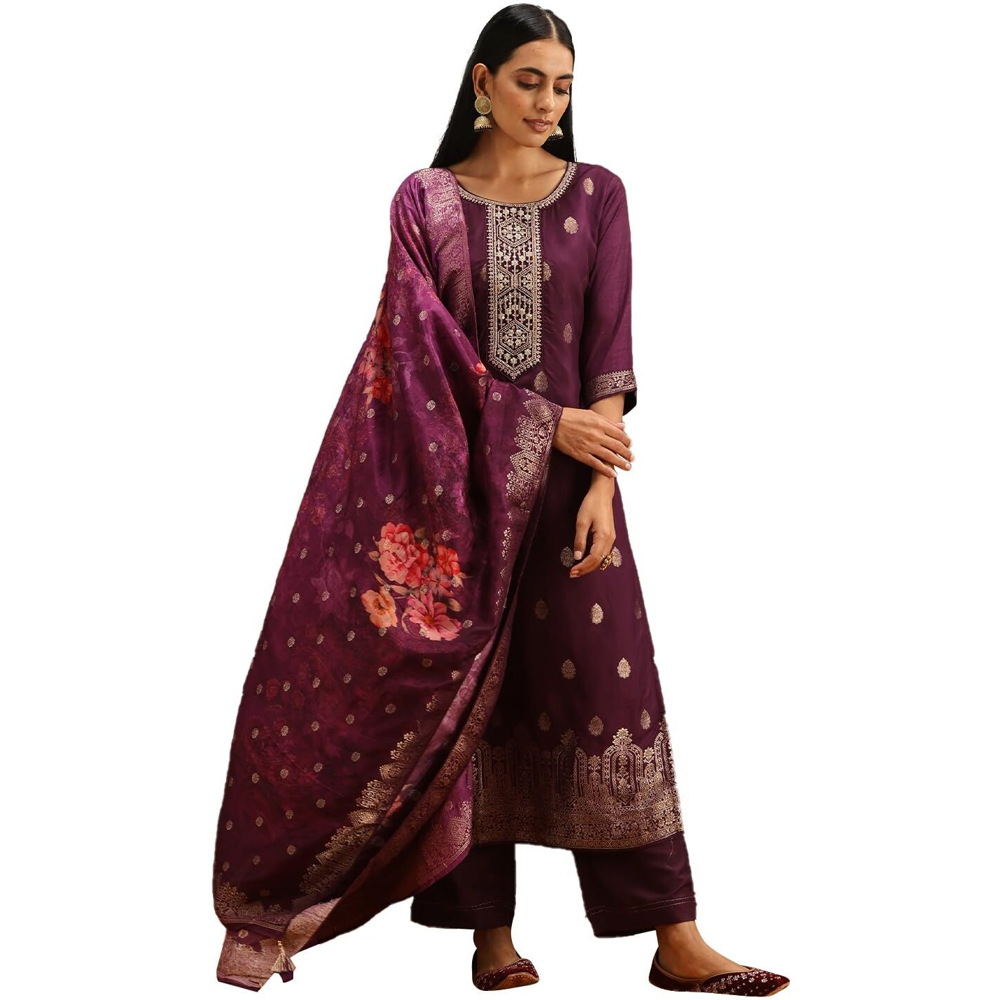 Libas Women's Pure Silk Kurta Sets (38033O_Purple