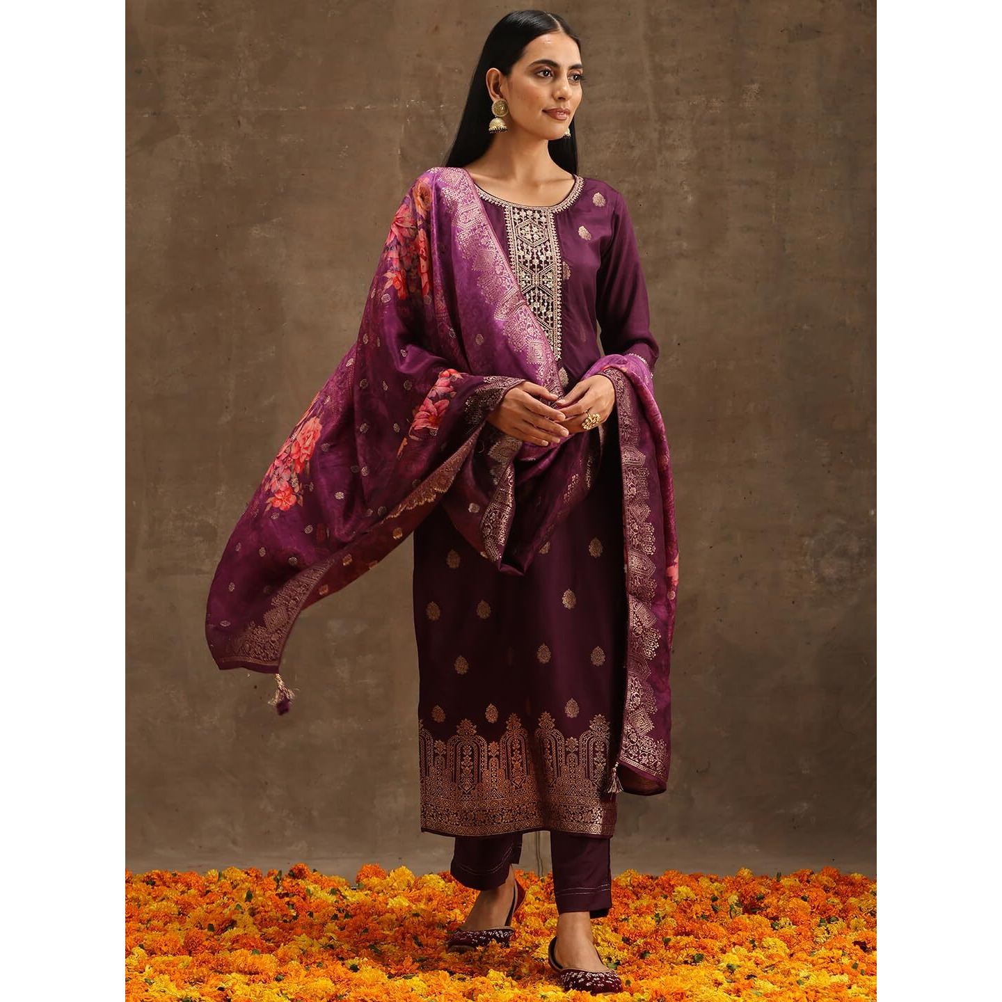 Libas Women's Pure Silk Kurta Sets (38033O_Purple