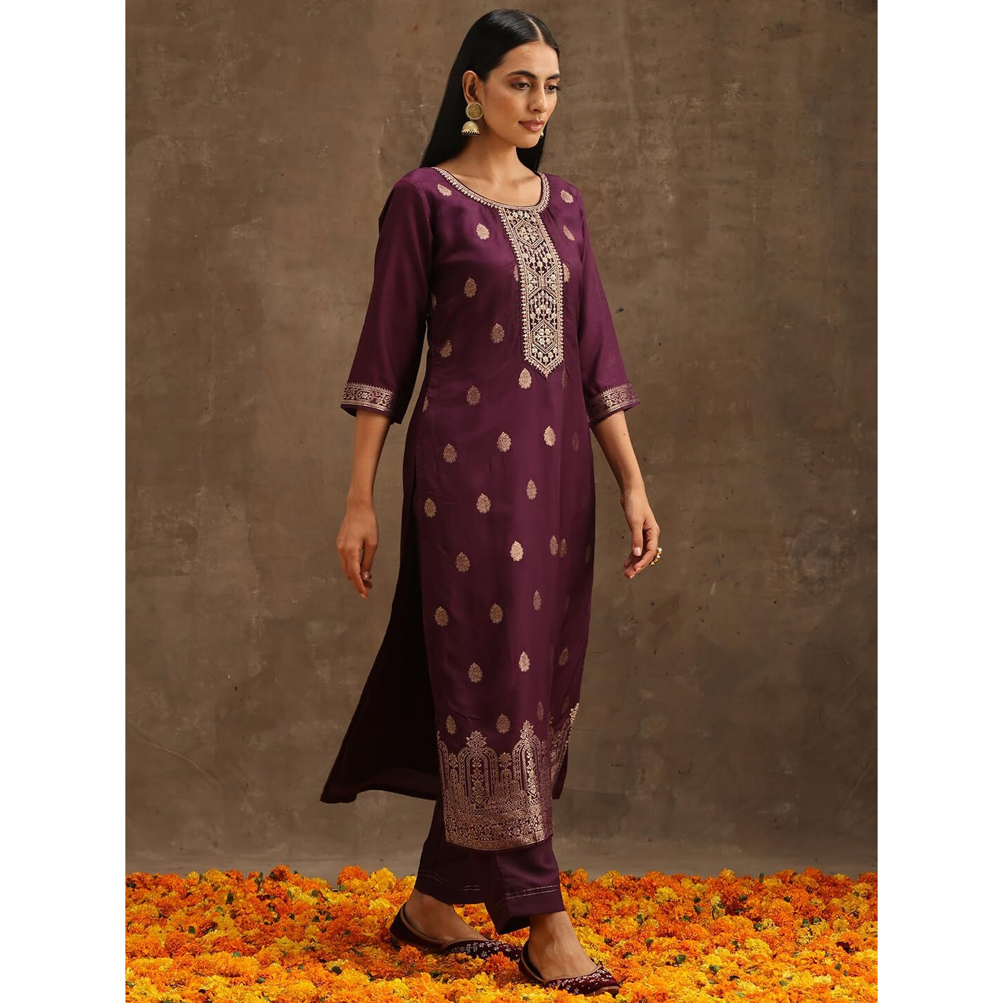 Libas Women's Pure Silk Kurta Sets (38033O_Purple