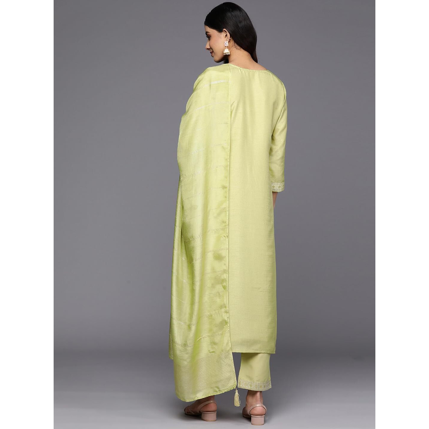 Libas Women's Silk Blend Kurta Set (38109O_Green