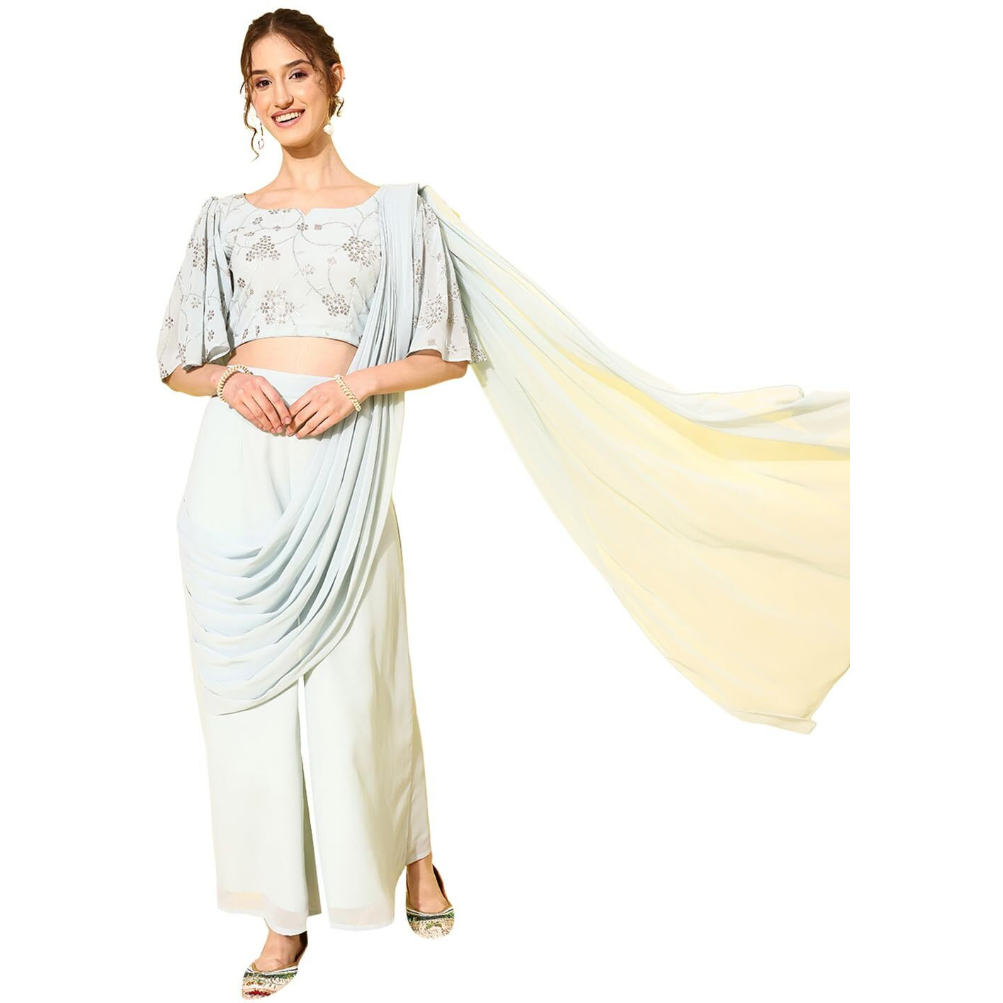 Libas Women's Georgette Saree (34449_Blue)