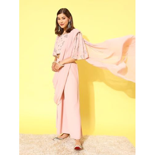 Libas Women's Georgette Saree (34448_Pink)