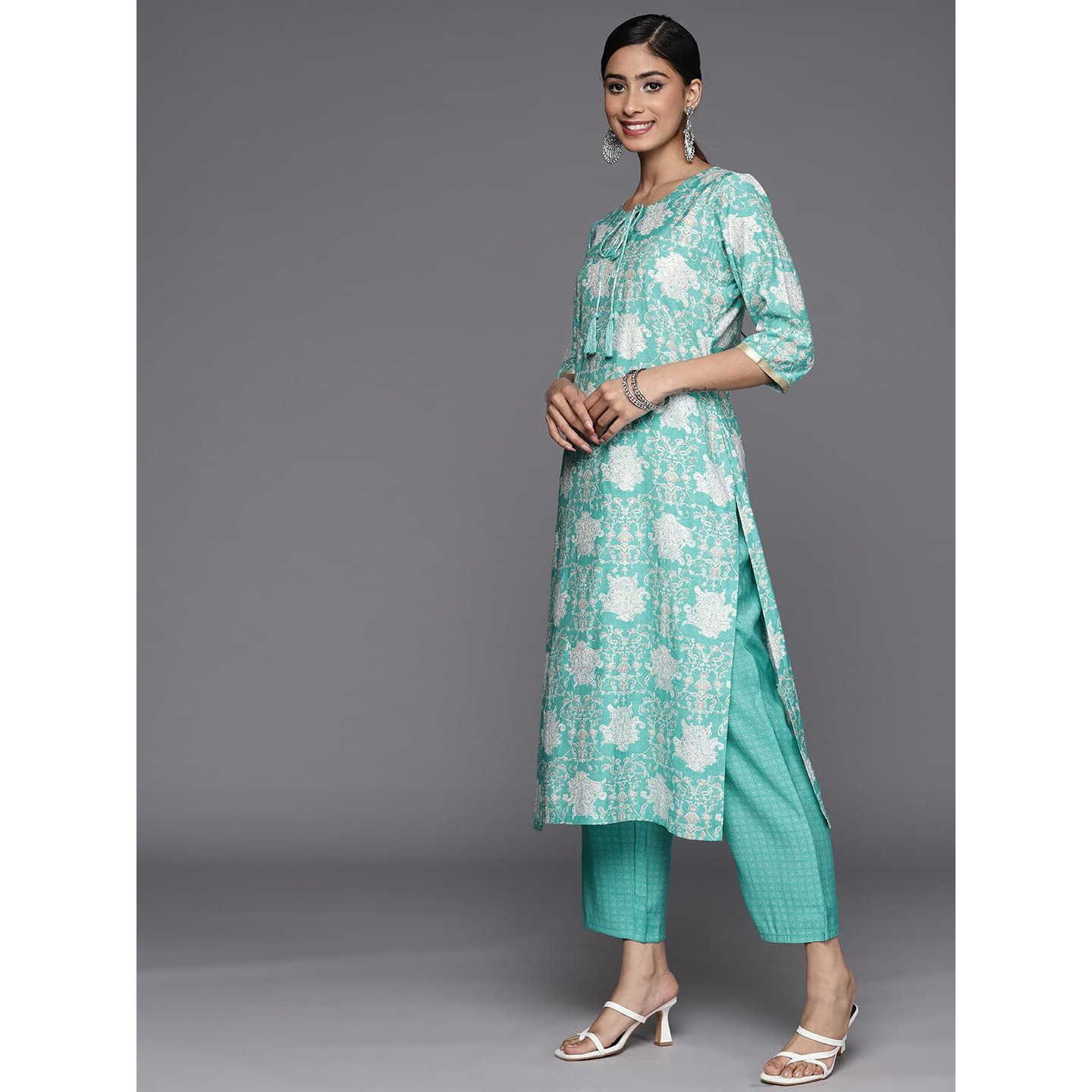 Libas Women's Silk Blend Kurta Set (34423_Blue_Xs)