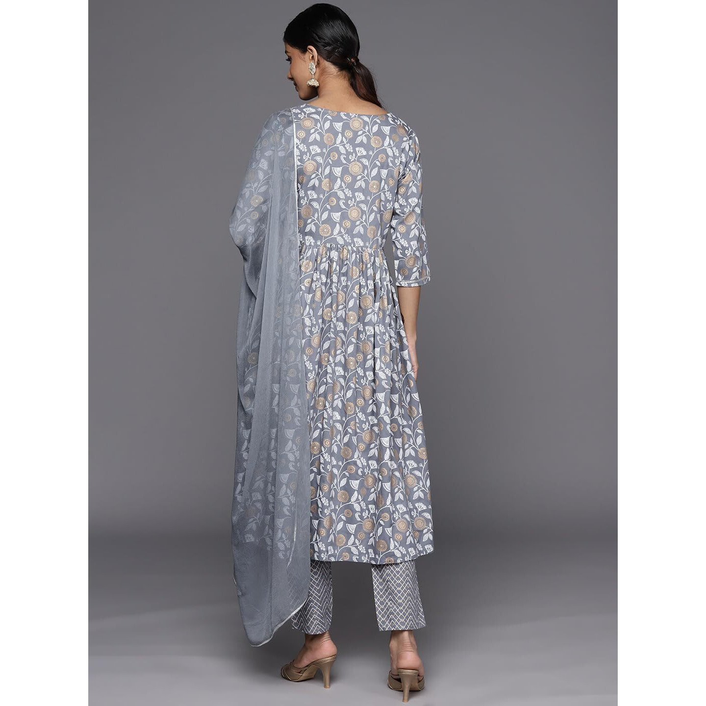 Libas Women's Rayon Kurta Sets (34494_Grey_Xl)