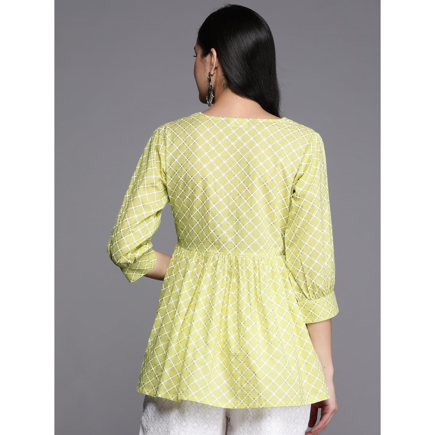 Libas Women's Cotton Straight Kurta (26463_Green