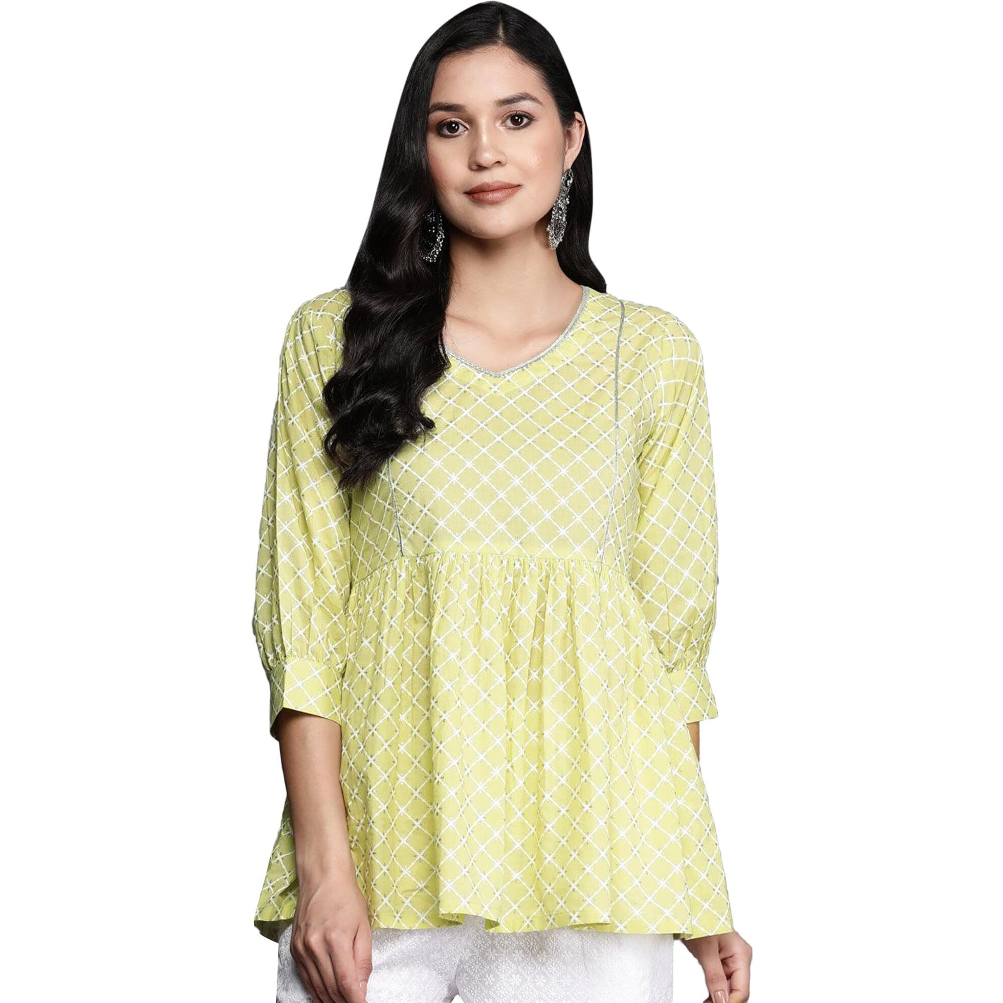 Libas Women's Cotton Straight Kurta (26463_Green