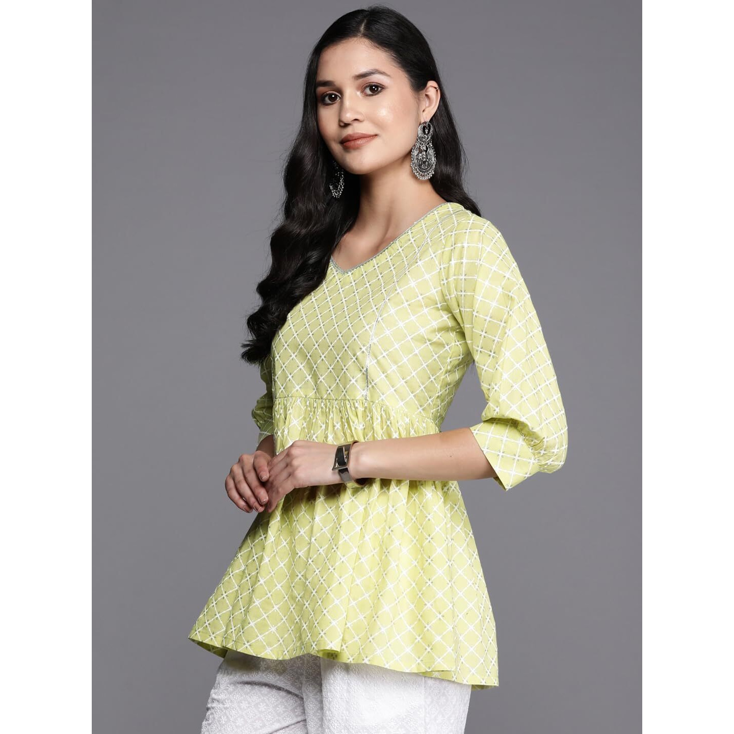 Libas Women's Cotton Straight Kurta (26463_Green