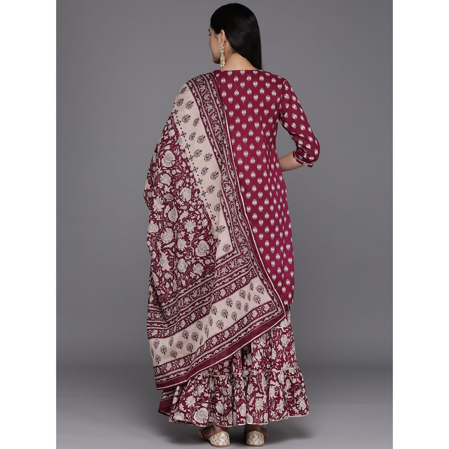 Libas Women's Pure Cotton Kurta Sets (34512_Burgundy