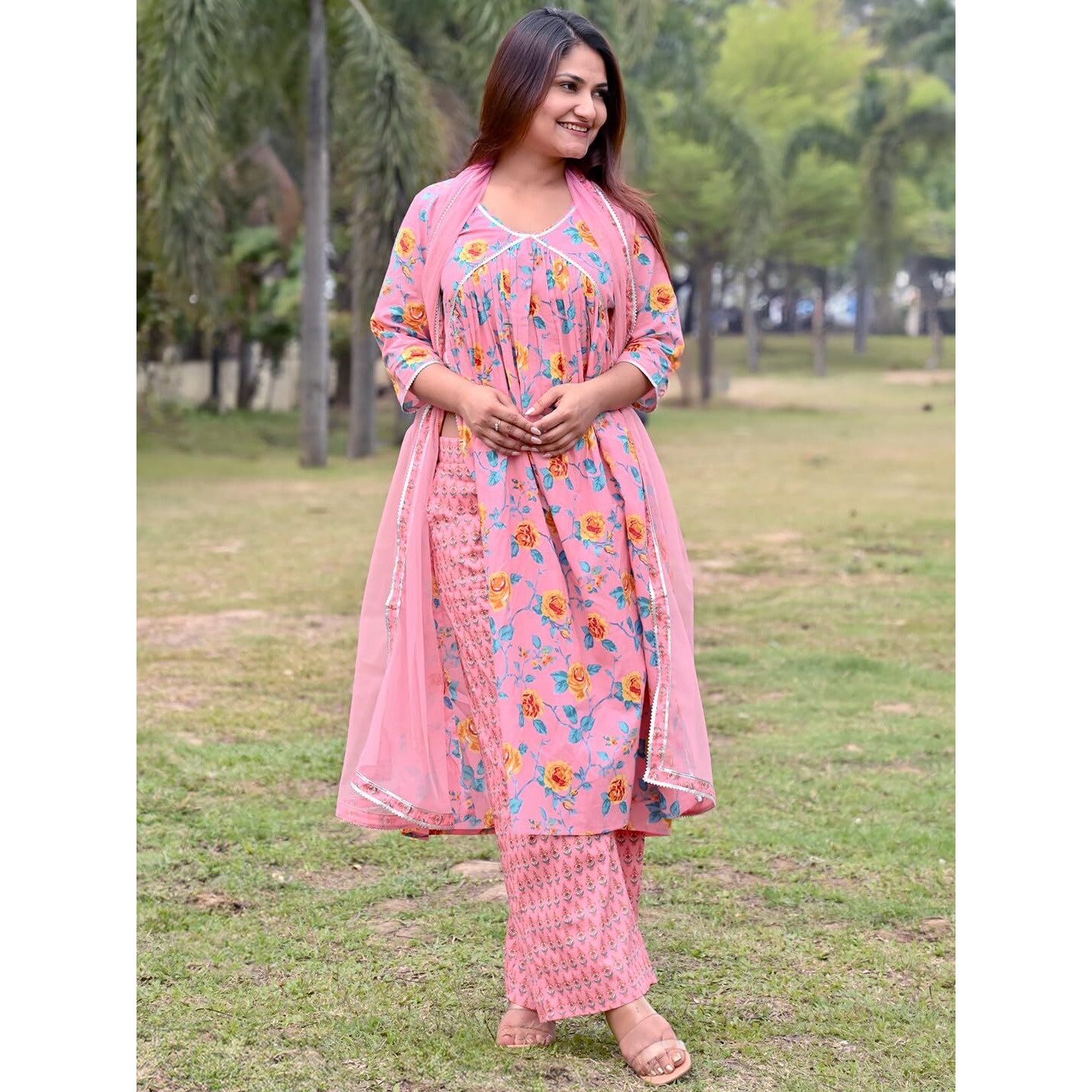 Libas Women's Cotton Kurta Sets (34540_Pink_Xxl)
