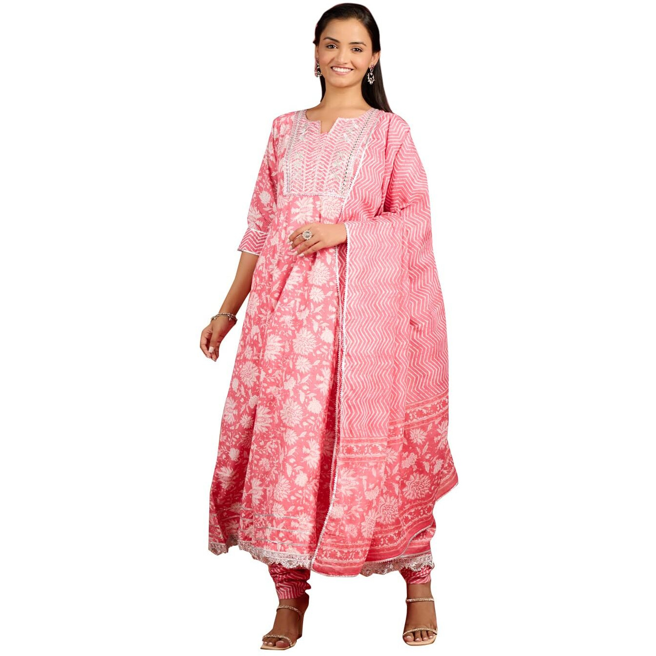Libas Women's Cotton Kurta Set (34532_Coral_Xs)