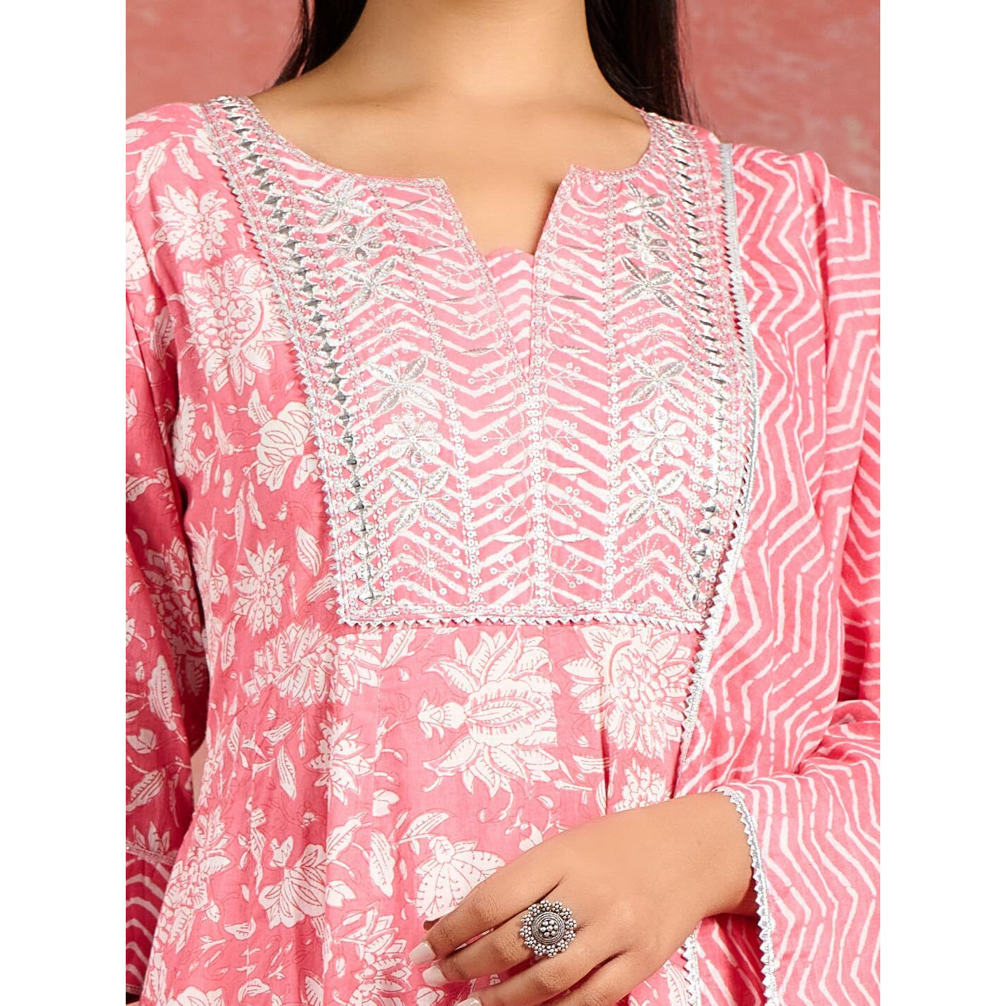 Libas Women's Cotton Kurta Set (34532_Coral_Xs)
