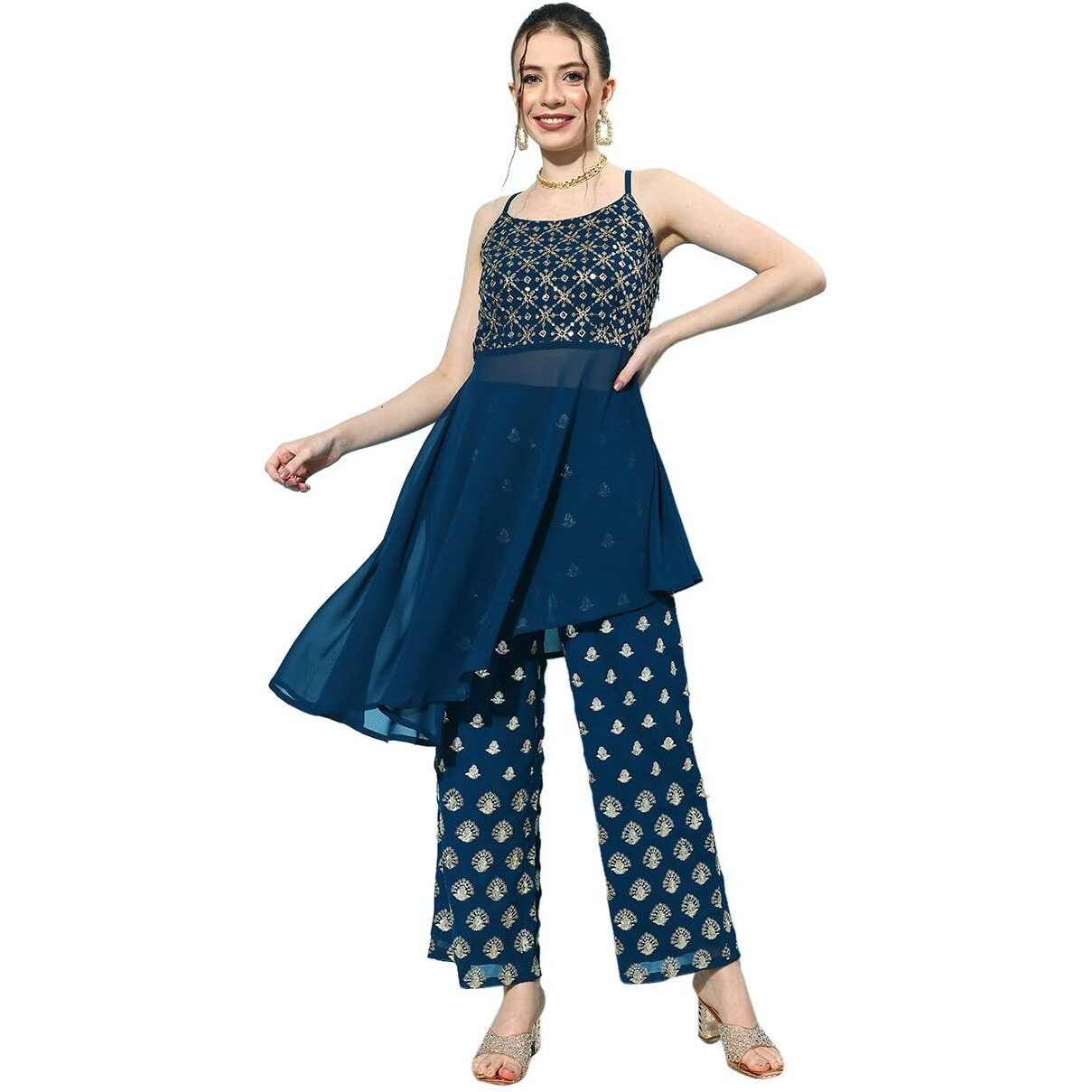 Libas Womens Embellished Georgette Co-Ord Set For Women