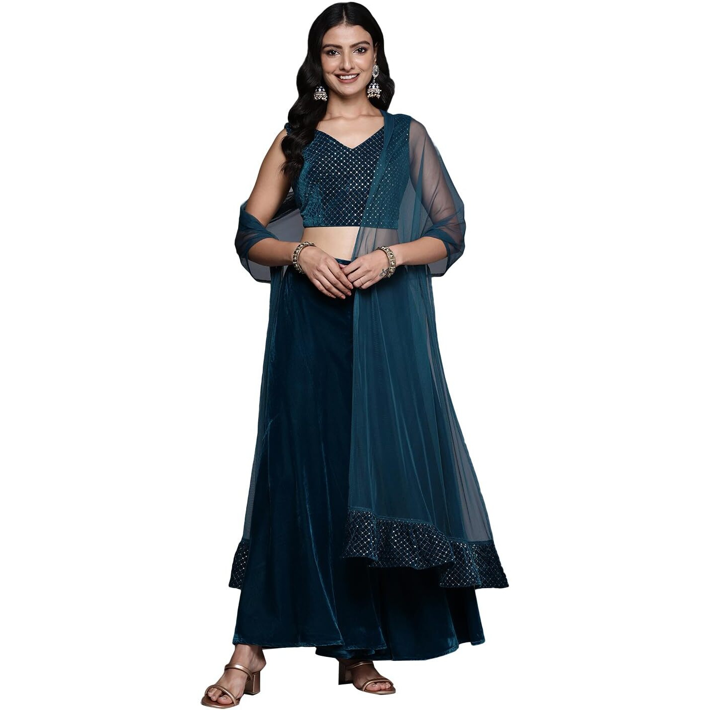 Libas Women's Blue Embellished Polyester Co-Ords Regular 34764