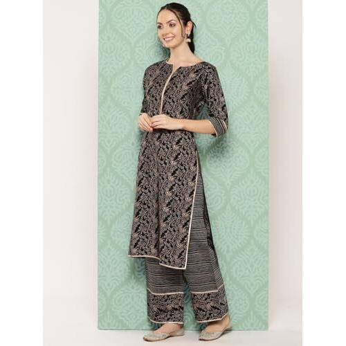 Libas Women's Silk Blend Kurta Sets (34614_Blue