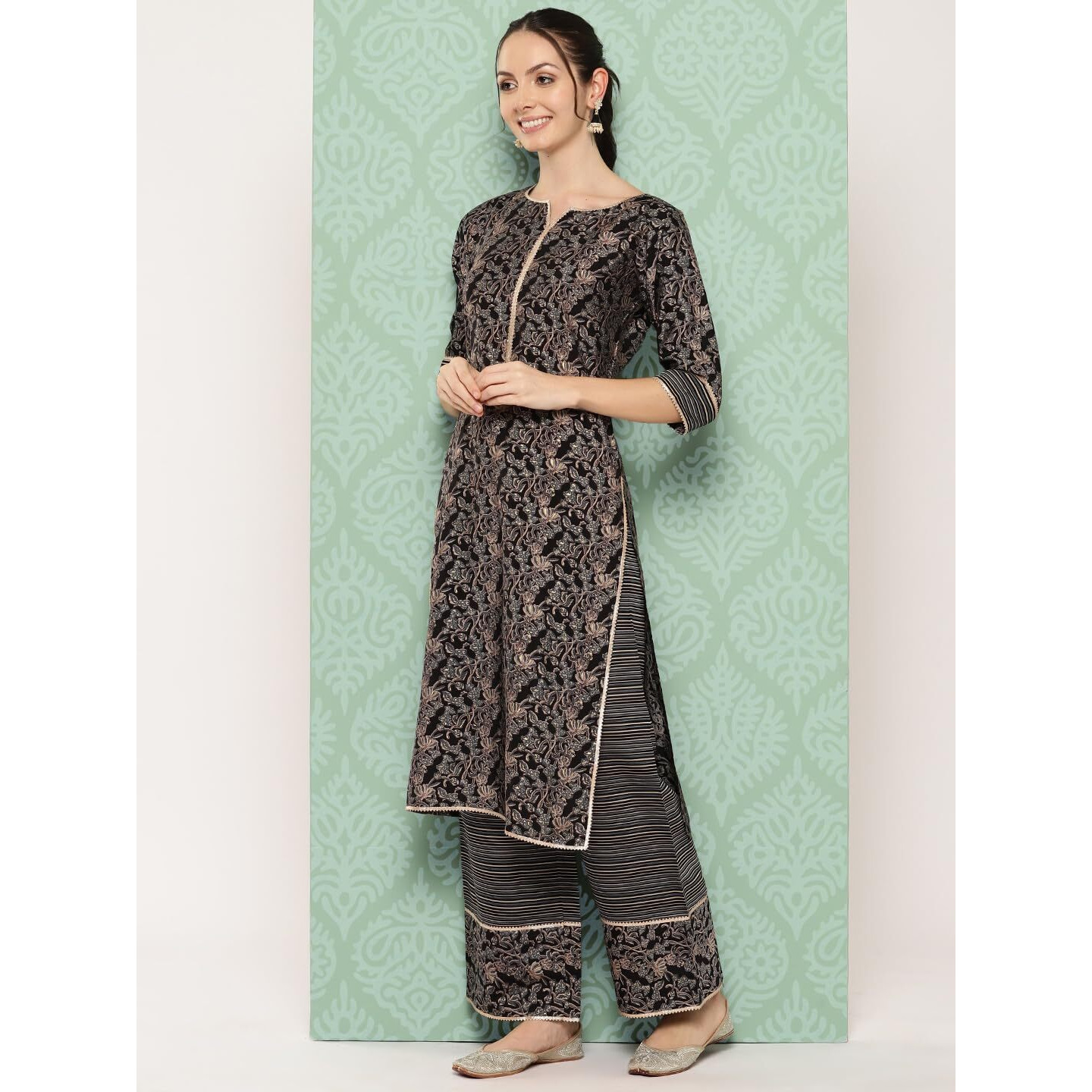 Libas Women's Silk Blend Kurta Sets (34614_Blue