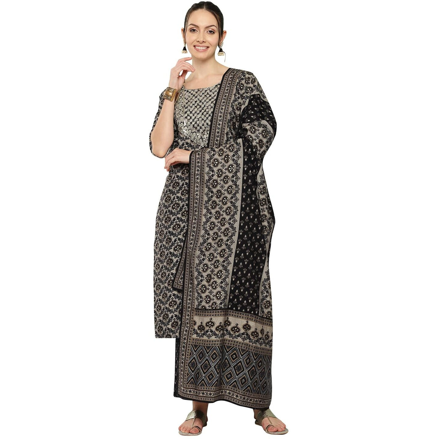 Libas Women Silk Blend Printed Kurta Sets (34633_Blue, 2Xl