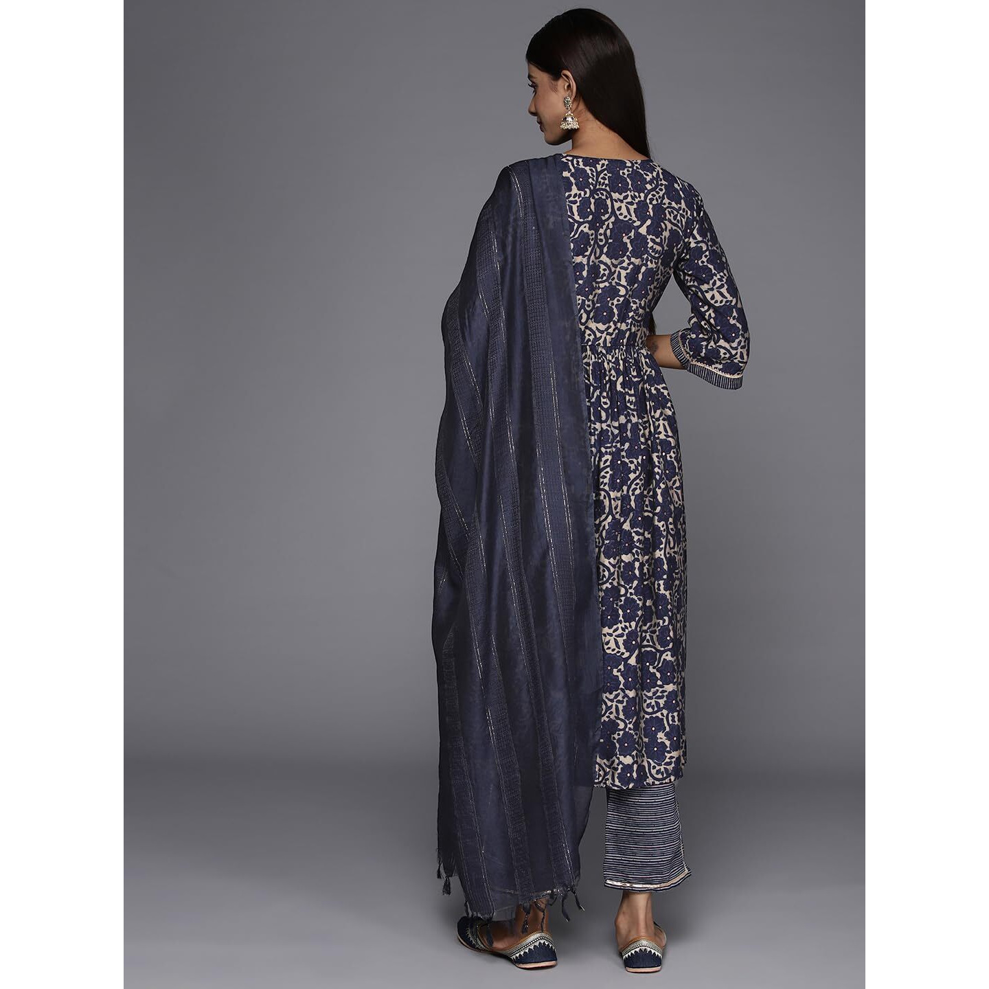 Libas Women's Silk Blend Kurta Sets (34649_Blue
