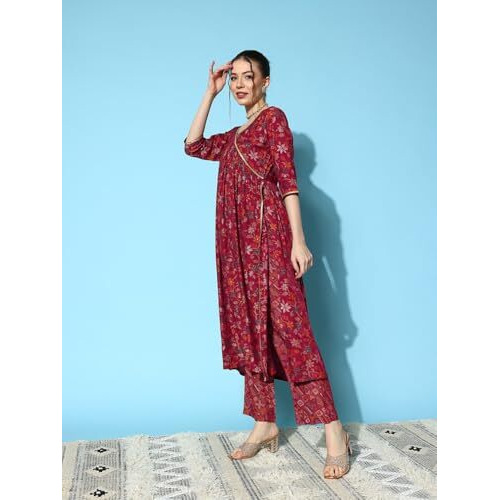 Libas Women's Silk Blend Kurta Sets (34653_Red