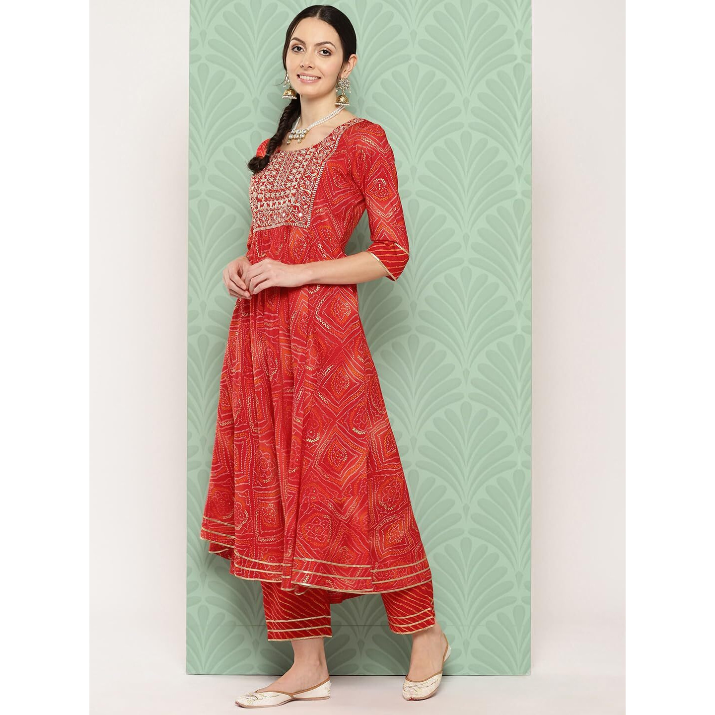 Libas Women's Silk Blend Printed Kurta Sets (34657_Orange, Xs