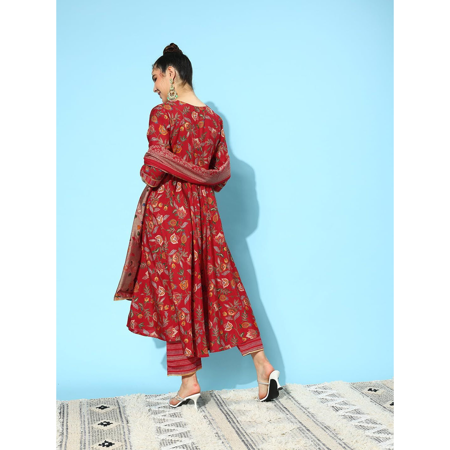 Libas Women's Silk Blend Kurta Sets (34663_Red