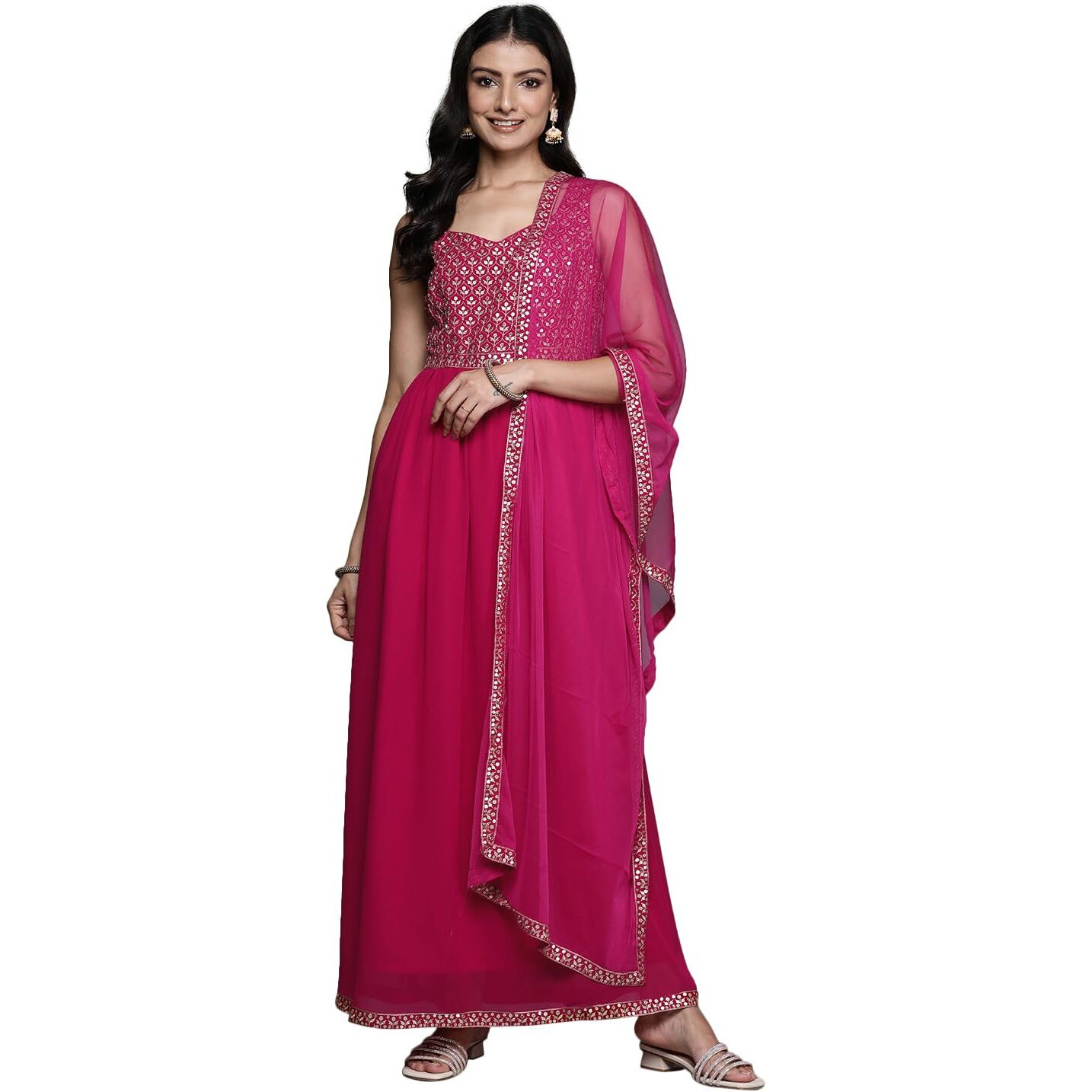 Libas Women's Georgette Kurta Sets (34695_Pink