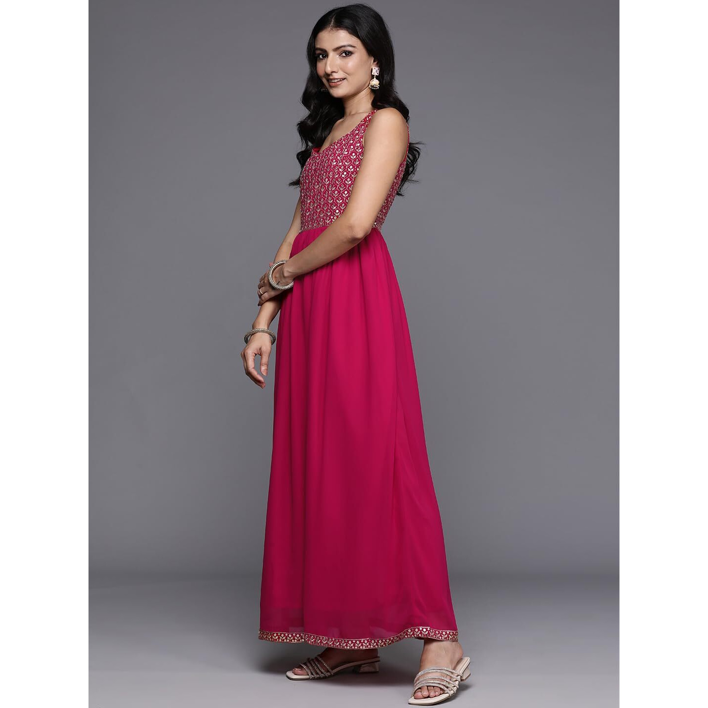 Libas Women's Georgette Kurta Sets (34695_Pink