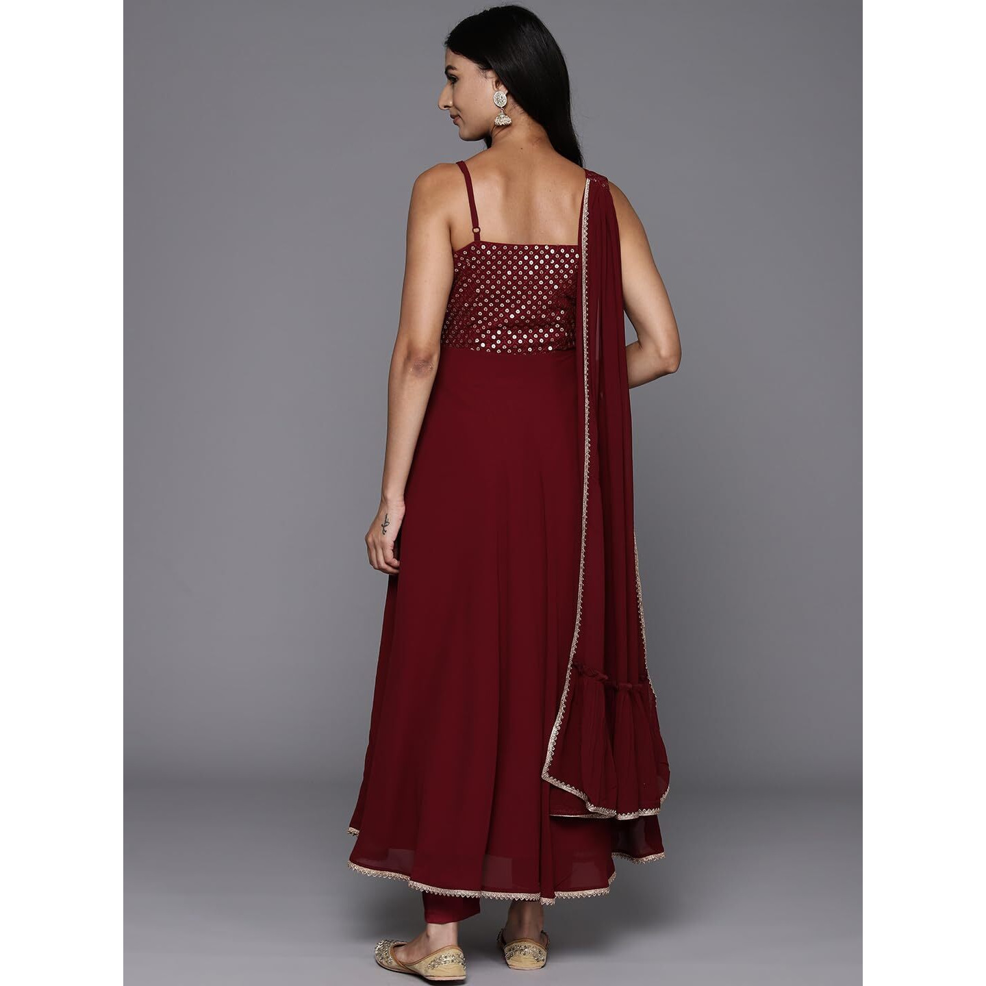 Libas Women's Georgette Kurta Sets (34700_Maroon