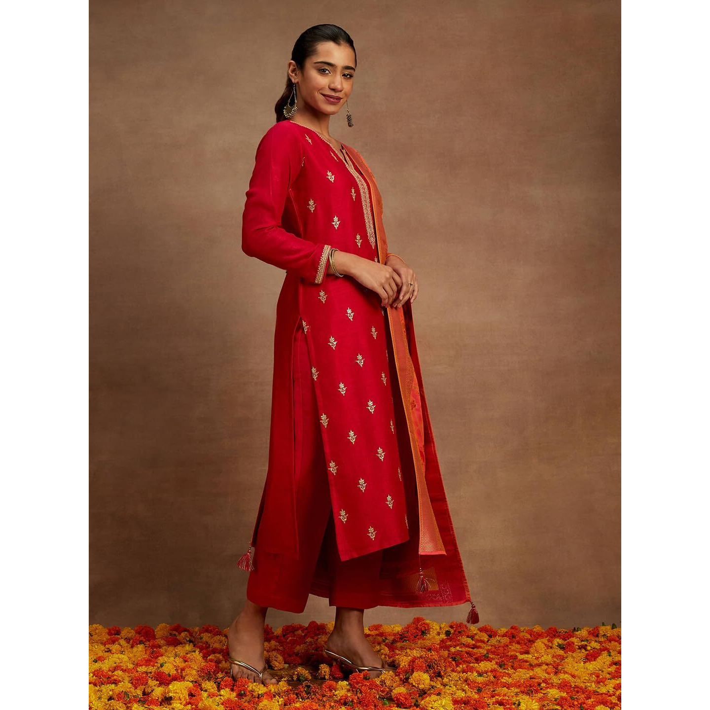 Libas Women's Silk Blend Kurta Sets (48063_Hot Pink