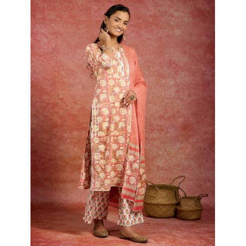 Libas Women's Pure Cotton Kurta Sets (34797_Peach