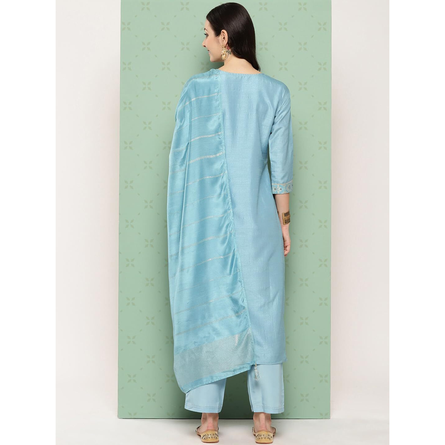 Libas Women's Silk Blend Kurta Sets (48103_Blue