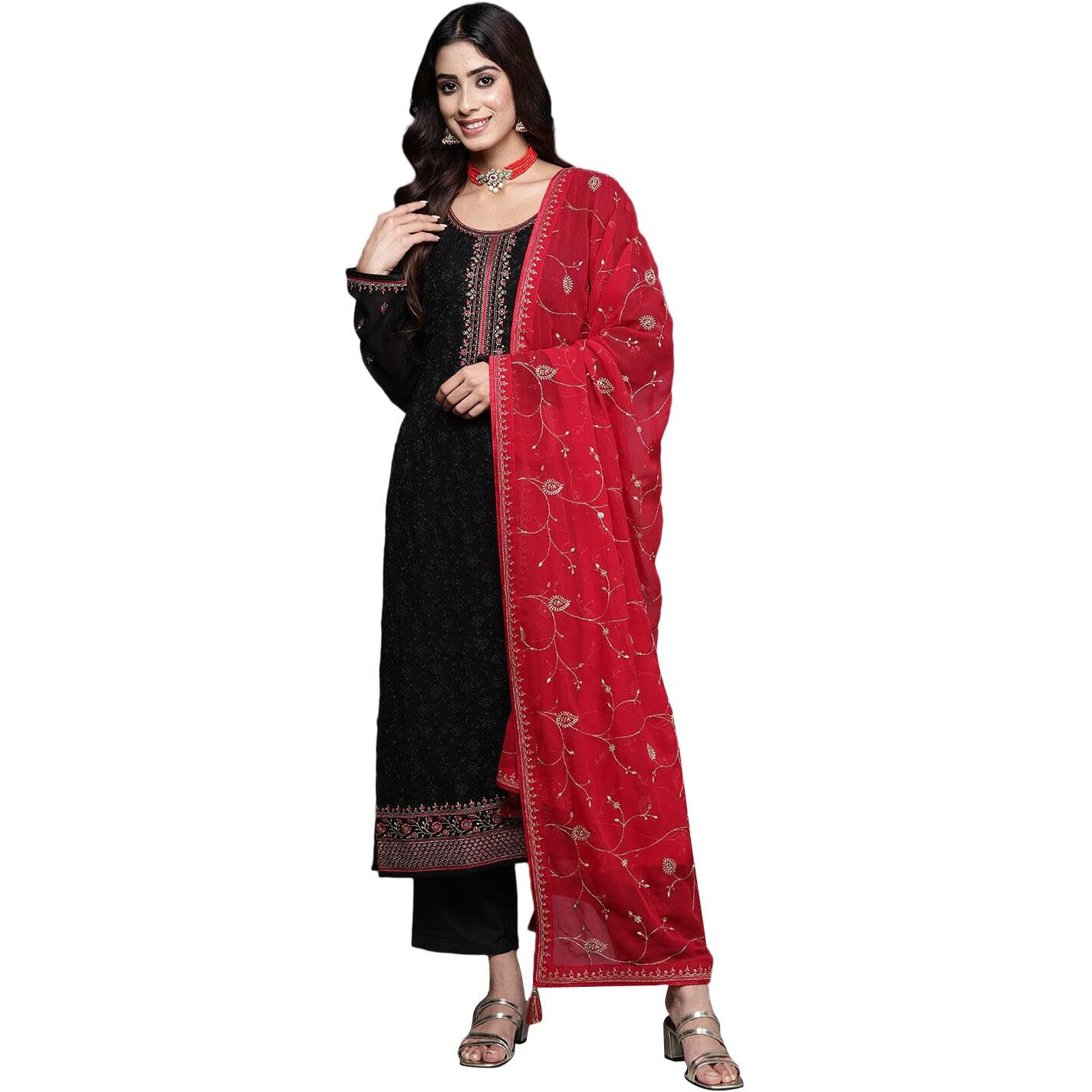 Libas Women's Georgette Kurta Sets (48085_Black