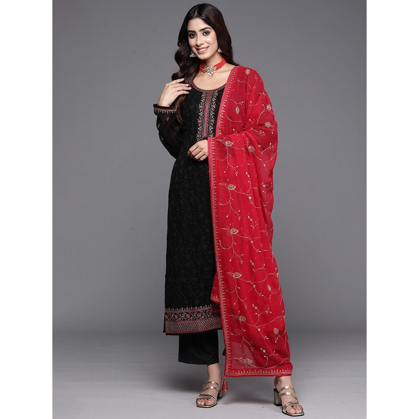 Libas Women's Georgette Kurta Sets (48085_Black