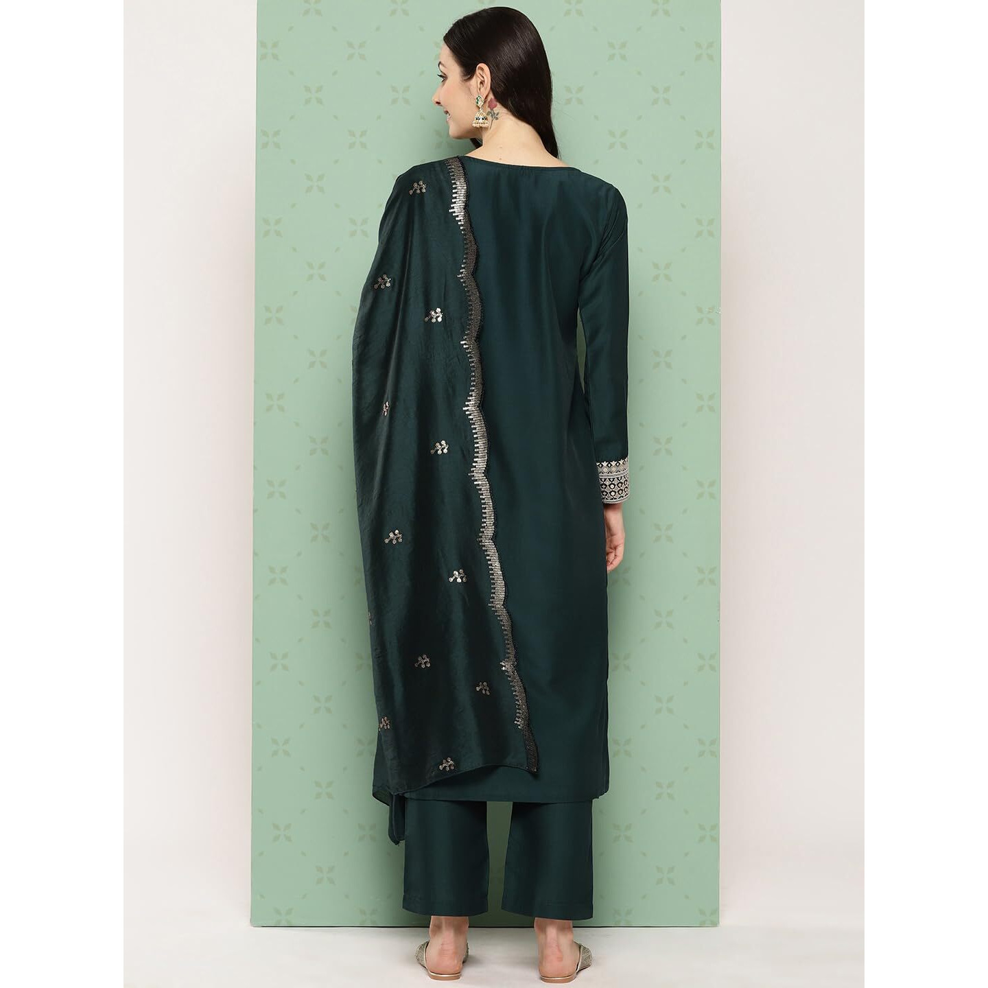 Libas Women's Silk Kurta Sets (48079_Green