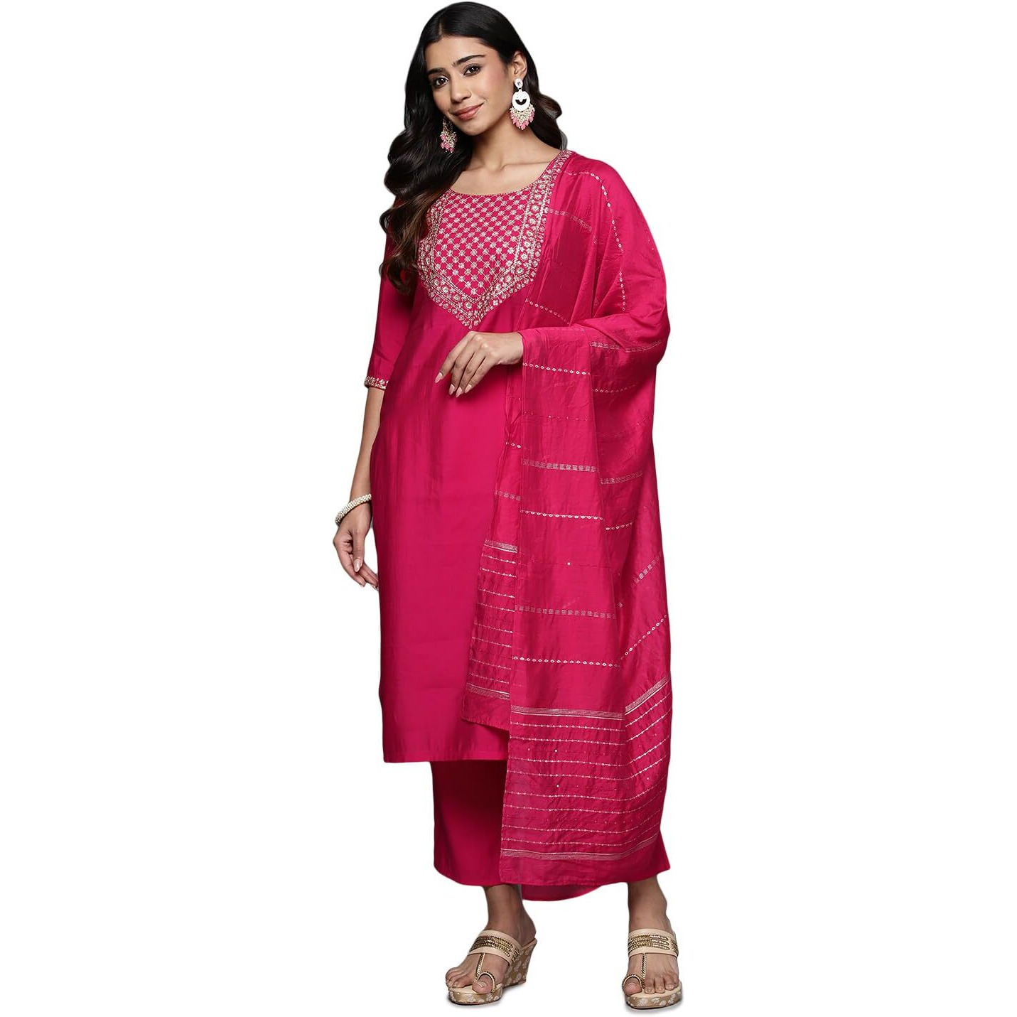 Libas Women's Silk Blend Kurta Sets (Gs812_Pink_Xs)