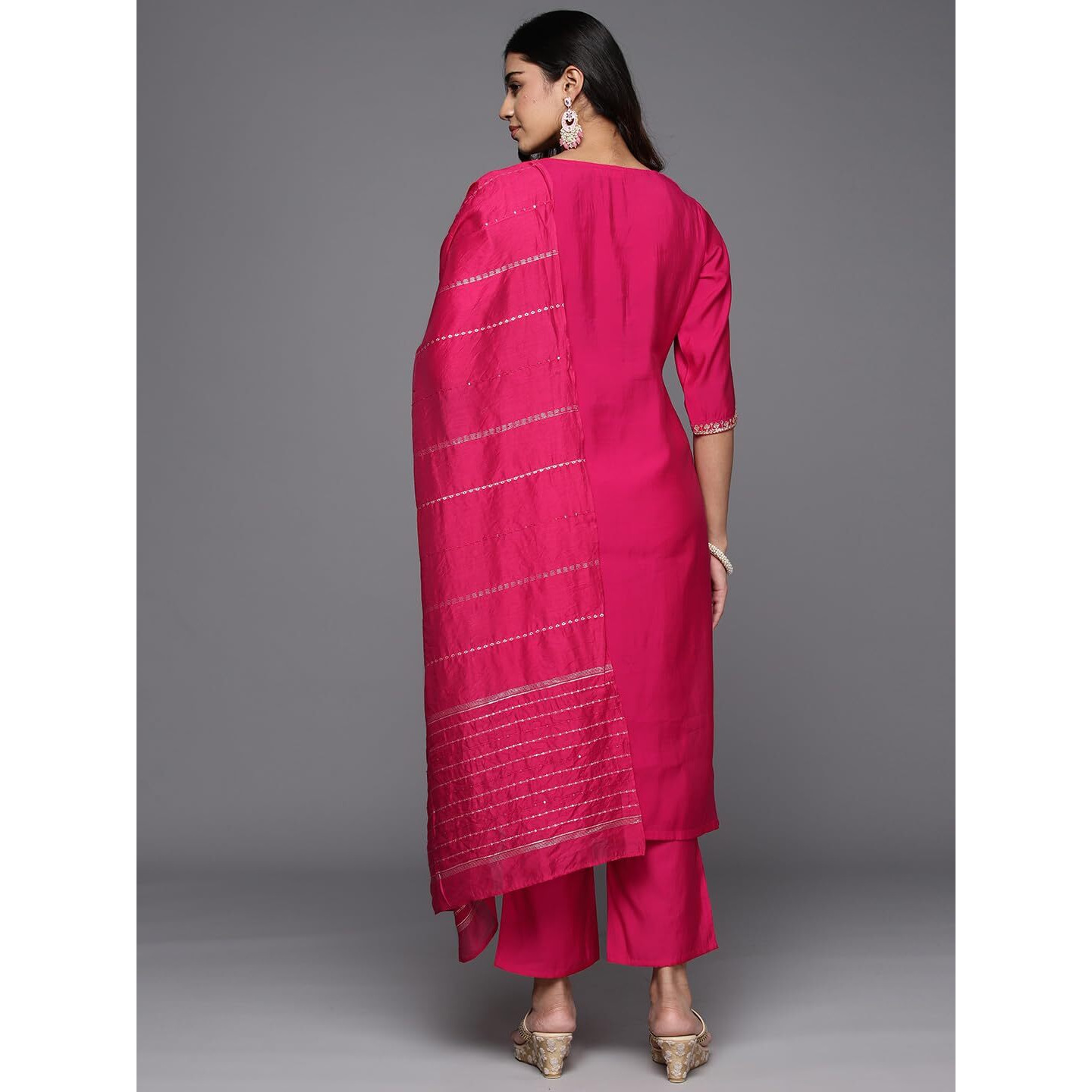Libas Women's Silk Blend Kurta Sets (Gs812_Pink_Xs)