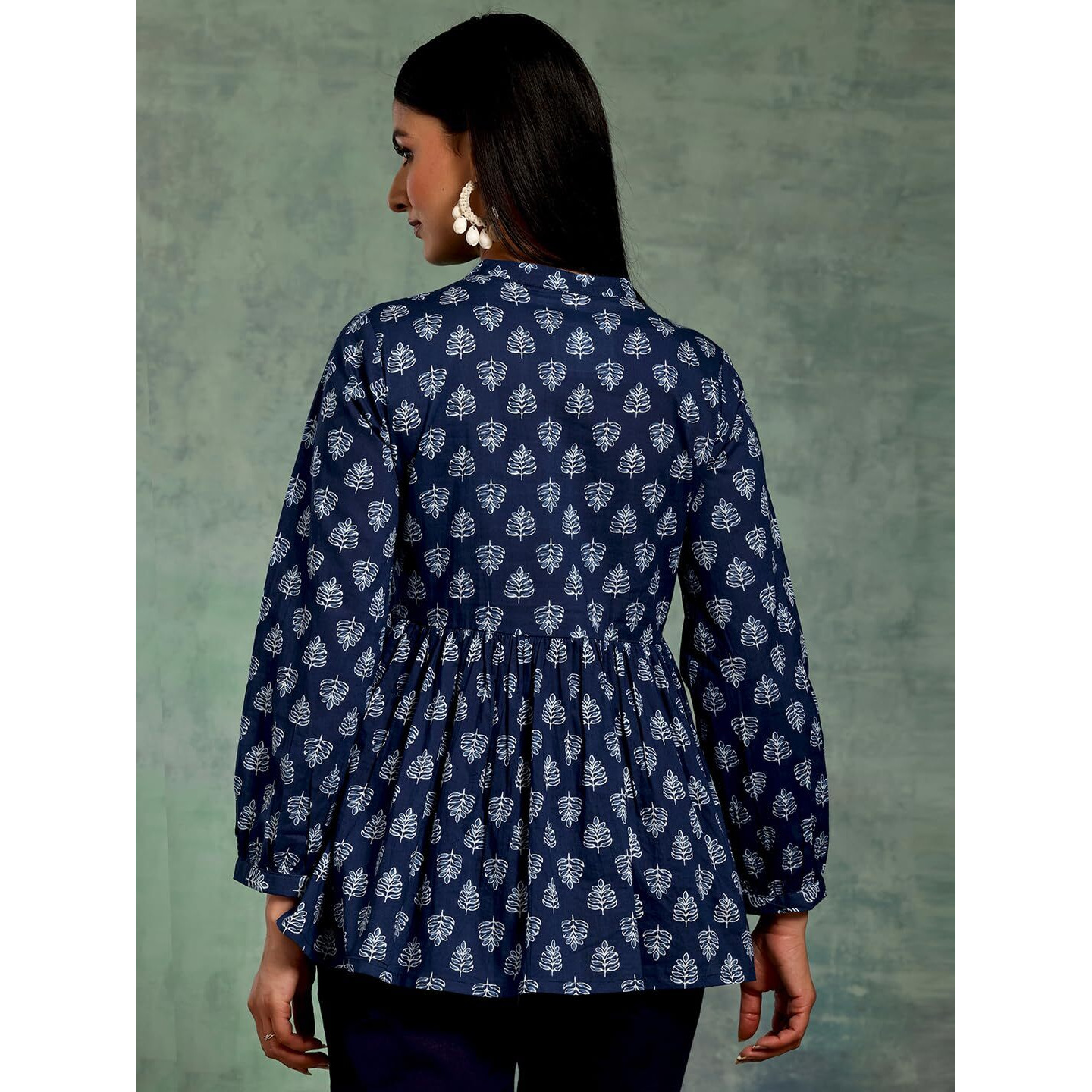 Libas Women's Yoke Design A-Line Kurtis (26574_Blue