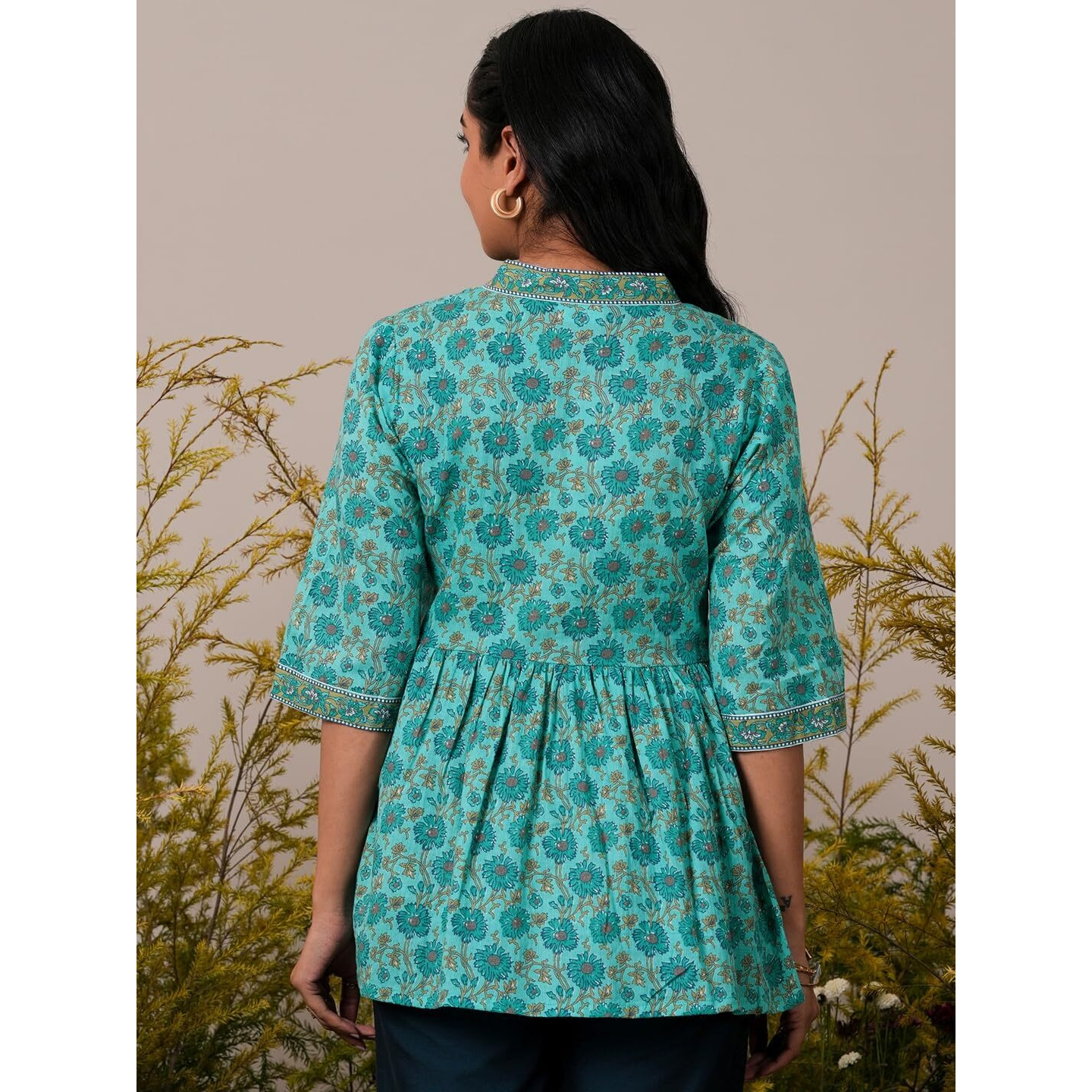 Libas Women's Printed Aline Kurtis (26592_Turquoise