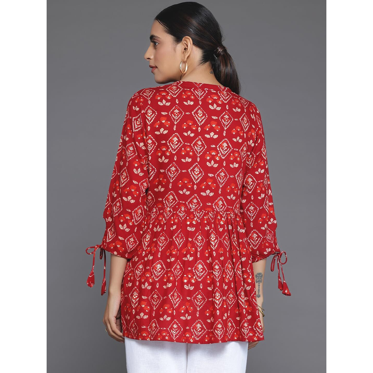Libas Women's Viscose Rayon Printed Aline Kurtis (26599_Maroon_Xxl)