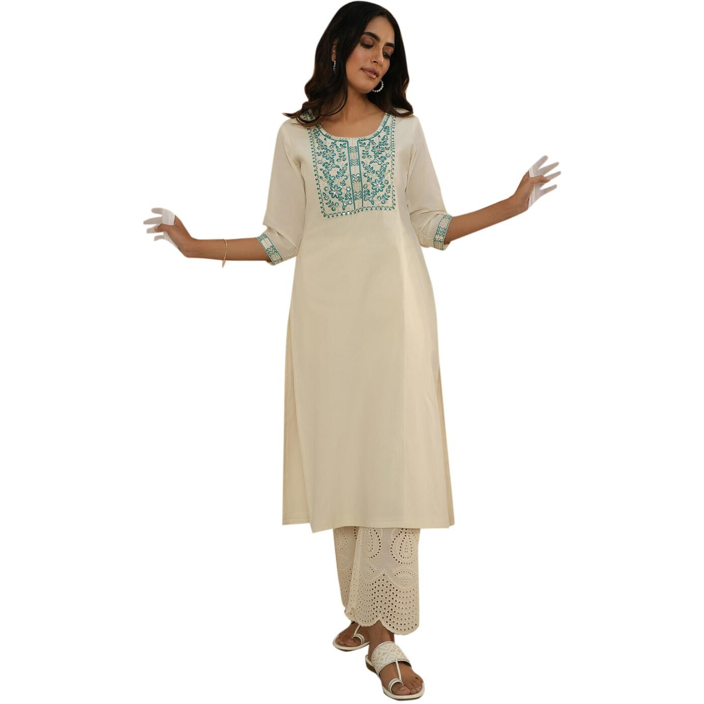 Libas Womens Yoke Design Cotton Straight Kurta For Women