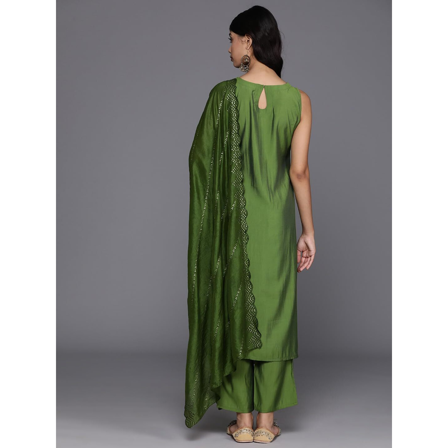 Libas Women's Silk Blend Kurta Sets (Gs829_Green_Xl)