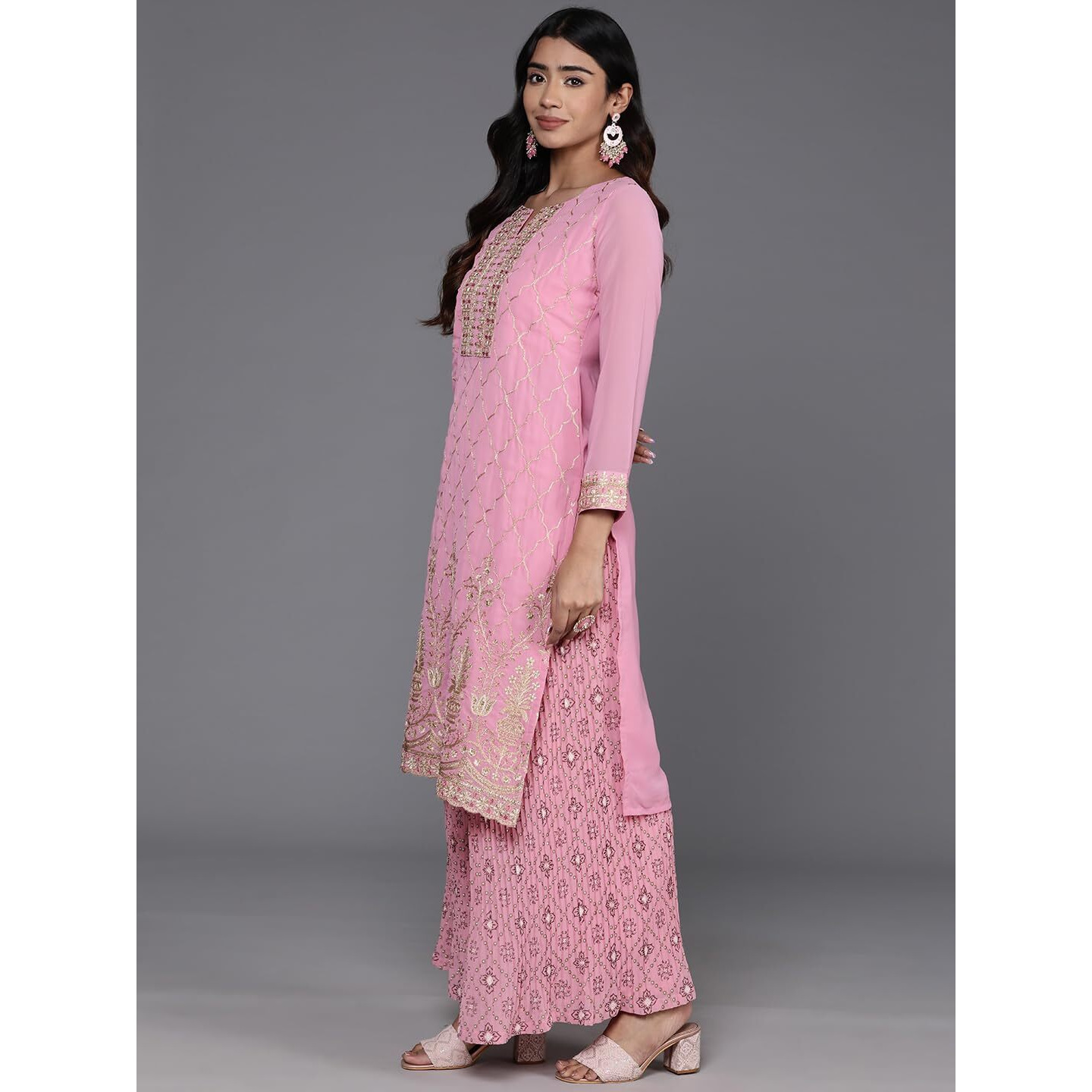 Libas Women's Georgette Kurta Sets (48390_Pink