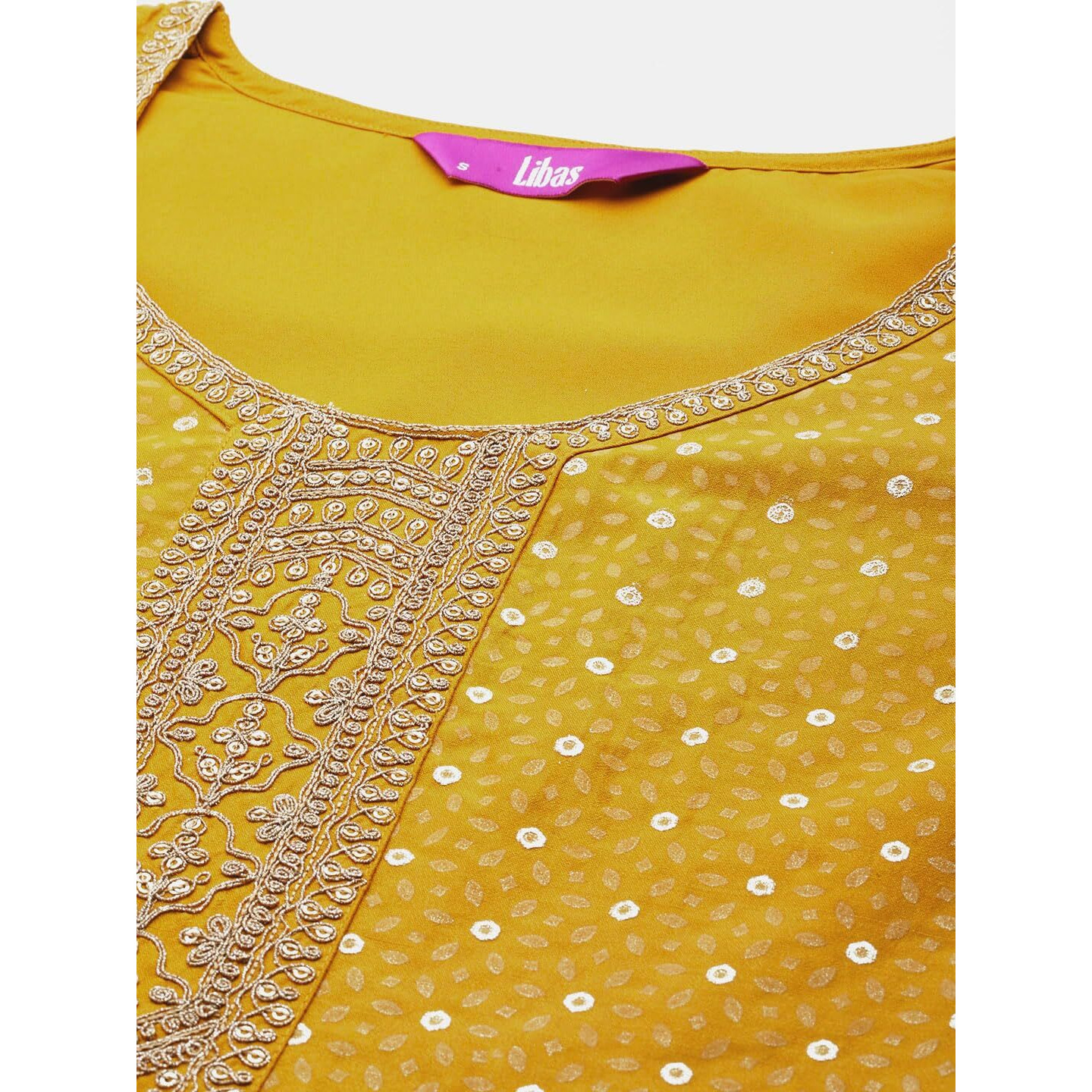 Libas Womens Yoke Design Silk Blend Straight Kurta With Trousers And Dupatta