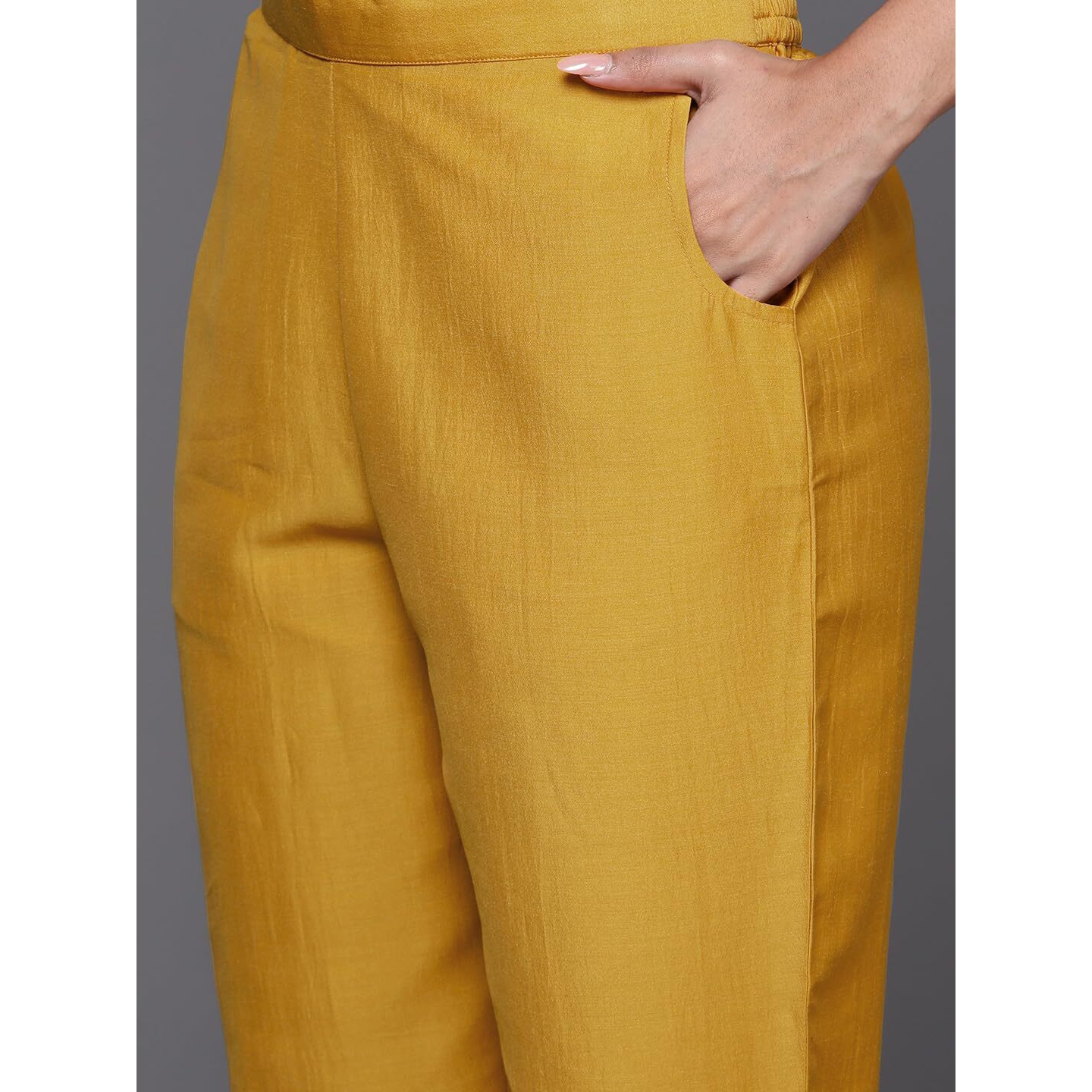 Libas Womens Yoke Design Silk Blend Straight Kurta With Trousers And Dupatta