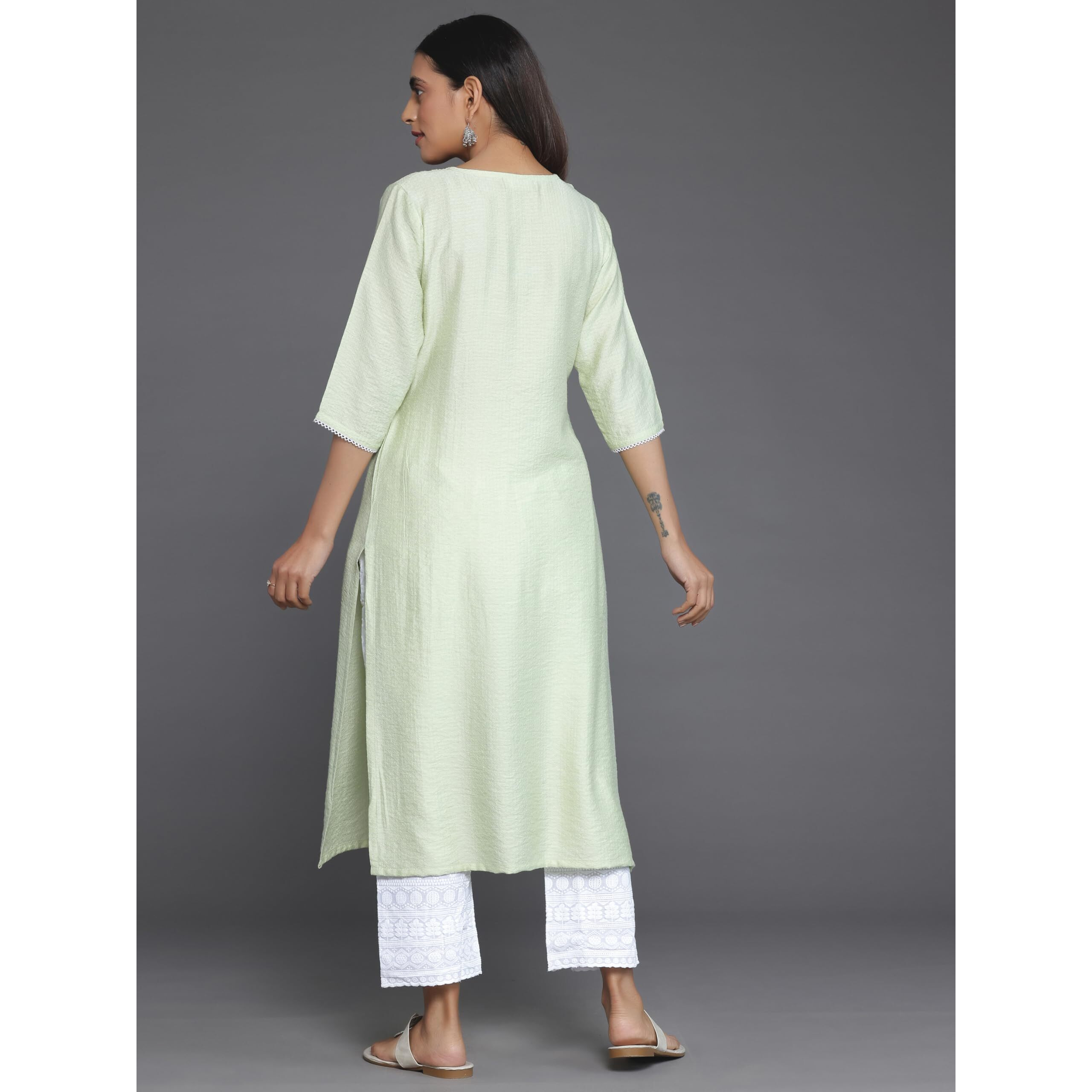 Libas Women's Silk Regular Kurta (26811_Green