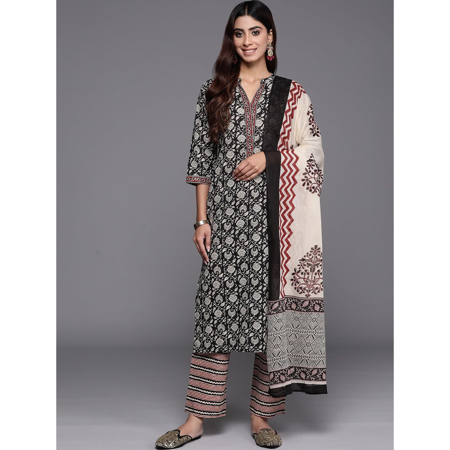 Libas Women's Cotton Kurta Sets (34940_Black