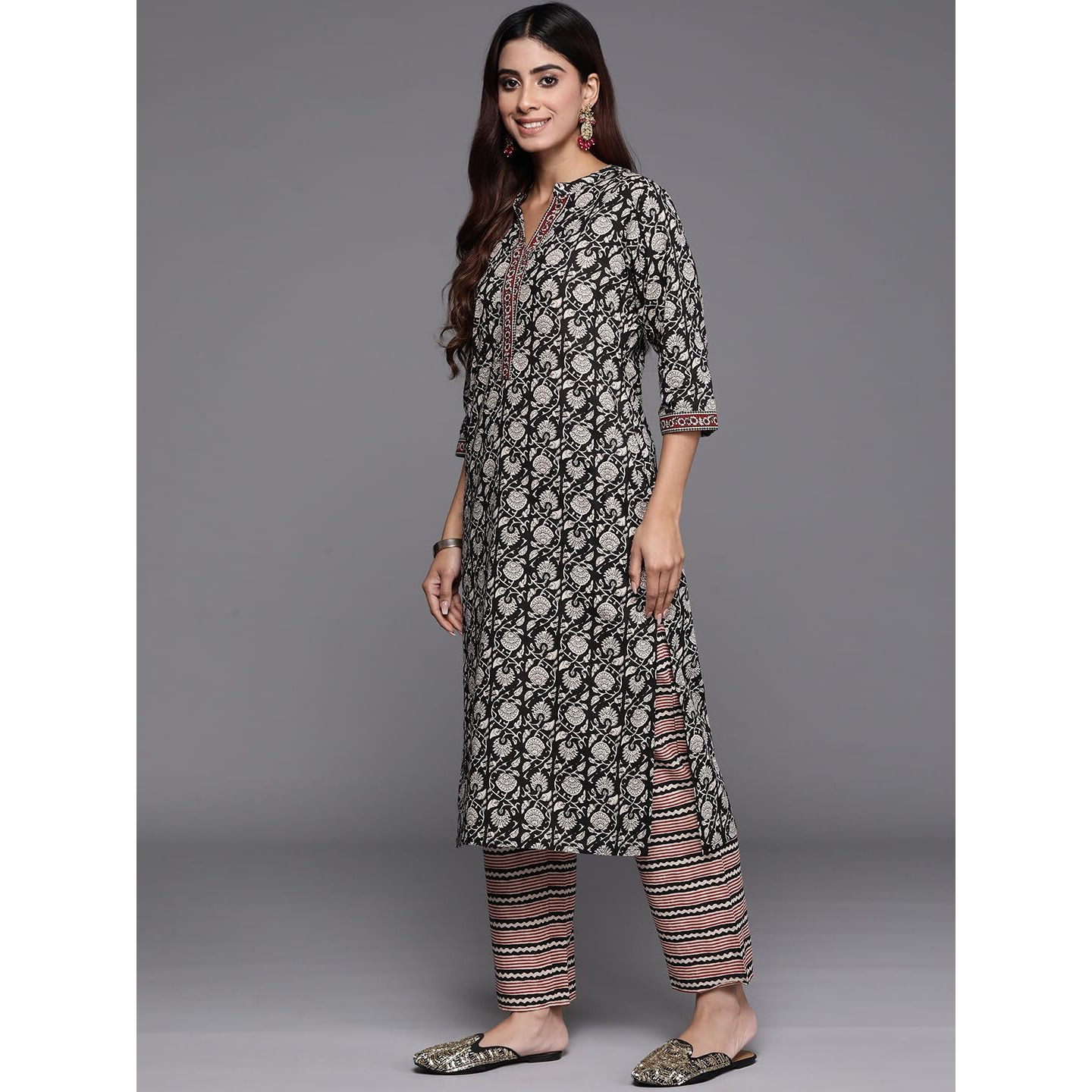Libas Women's Cotton Kurta Sets (34940_Black
