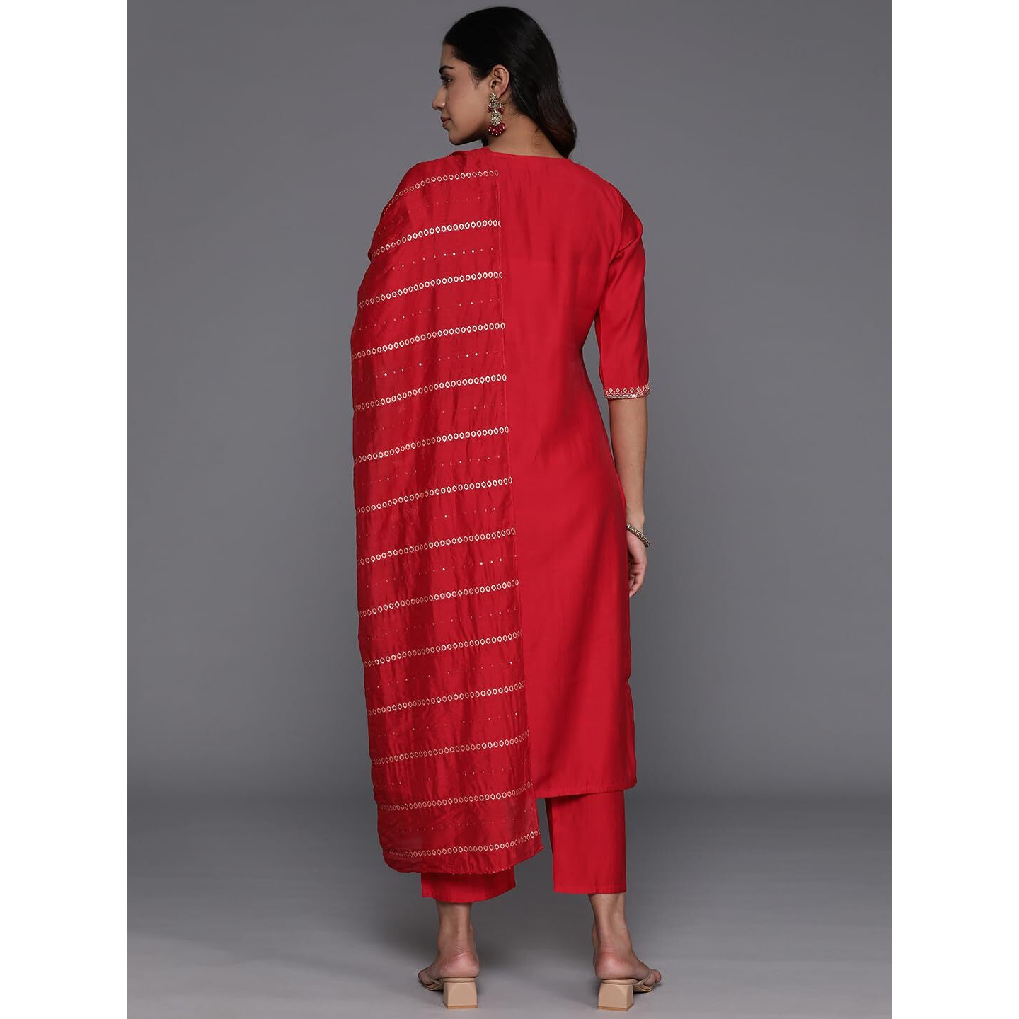 Libas Women's Silk Blend Kurta Sets (34972_Red