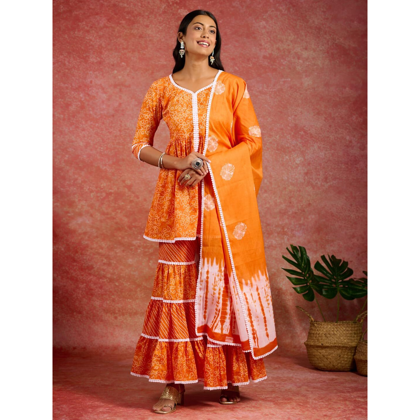 Libas Women's Cotton Kurta Set (35233_Orange