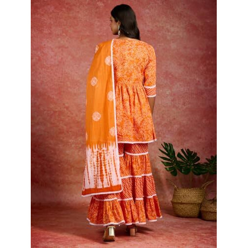 Libas Women's Cotton Kurta Set (35233_Orange