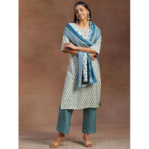 Libas Women's Silk Blend Kurta Set (35300_Beige